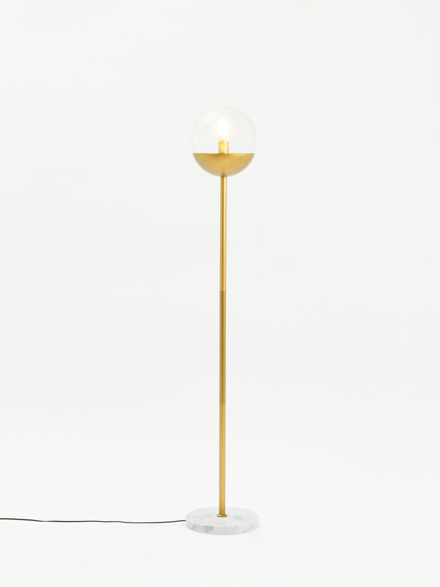 Revive Gold Finish Metal Floor Lamp with White Marble Base