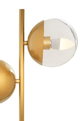 Two Light Gold Finish Table Lamp with White Marble Base | Revive