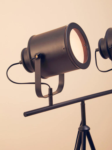 Stockholm Two Spotlight Matte Black Tripod Floor Lamp