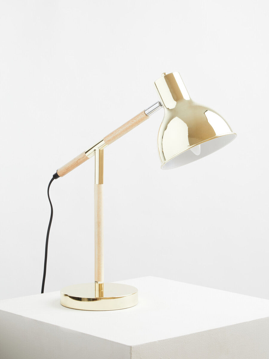 Stockholm Adjustable Desk Lamp in Shiny Brass Finish
