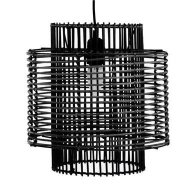 Black Rattan Overlapping Pendant Light | Jaya