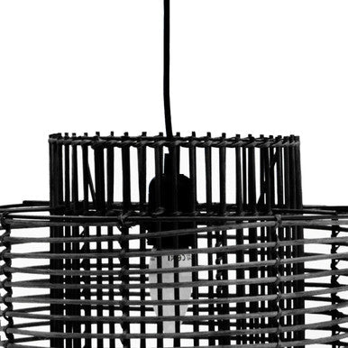 Black Rattan Overlapping Pendant Light | Jaya