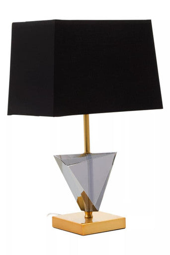Halina Smoked Crystal Table Lamp with Gold Metal