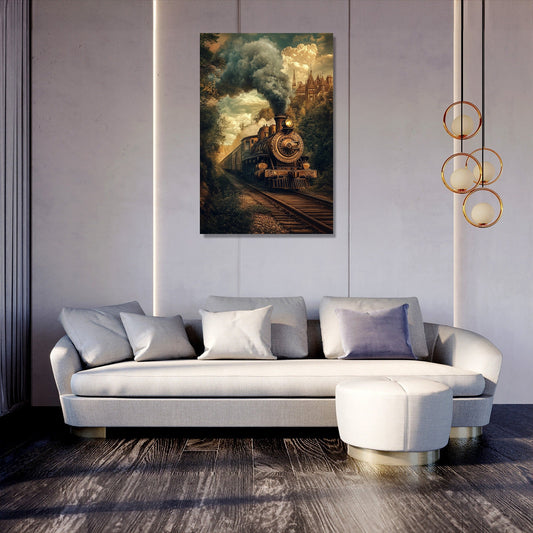 Steampunk Locomotive Reverie Canvas
