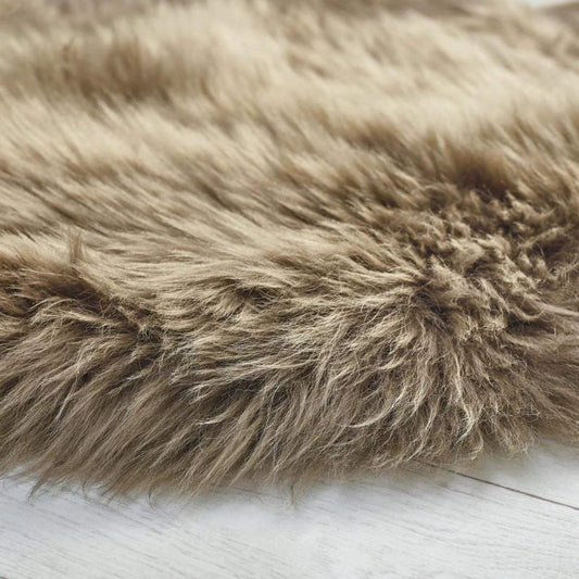 Genuine Khaki/Taupe Sheepskin Faux Fur Rug