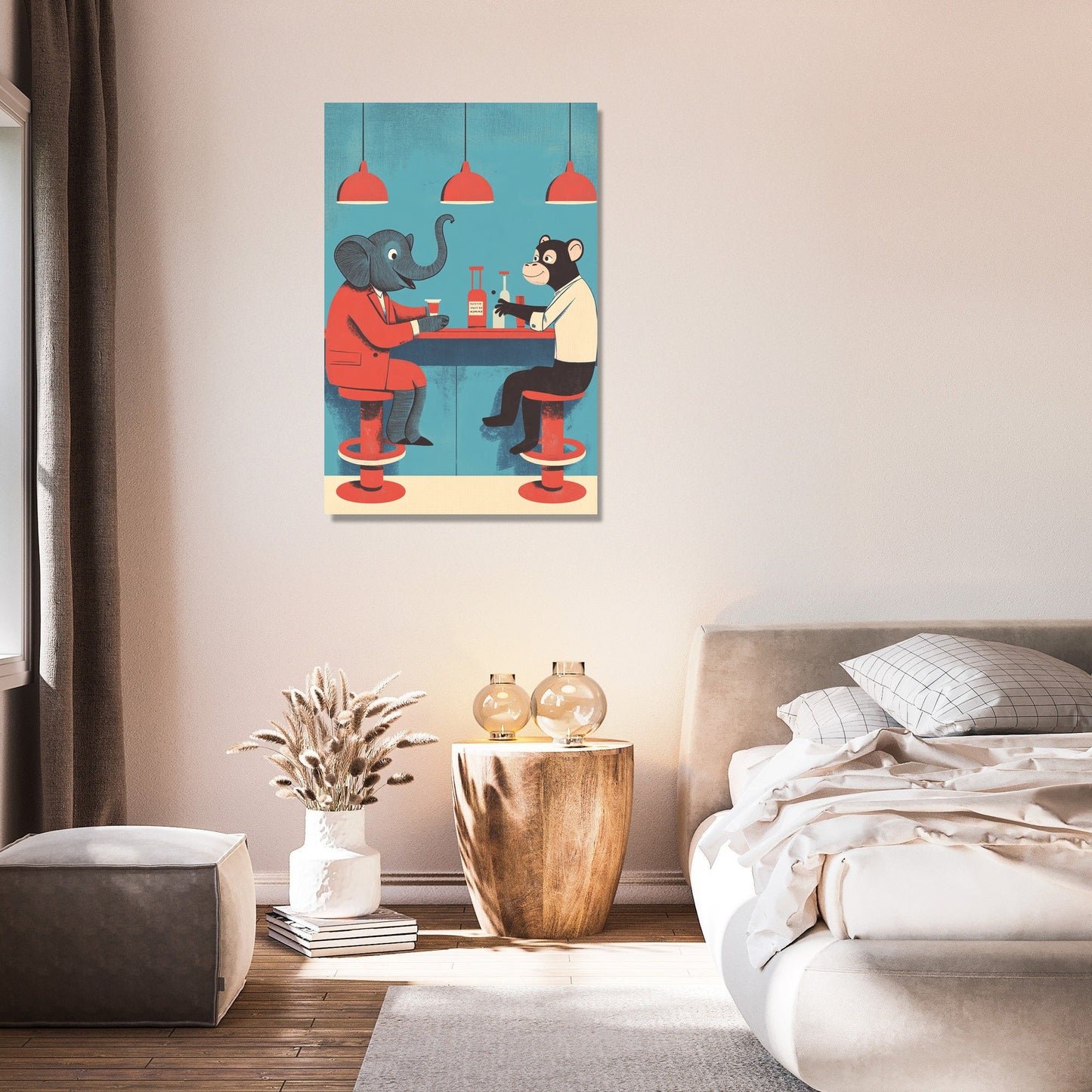 Elephant and Monkey Cheers Canvas