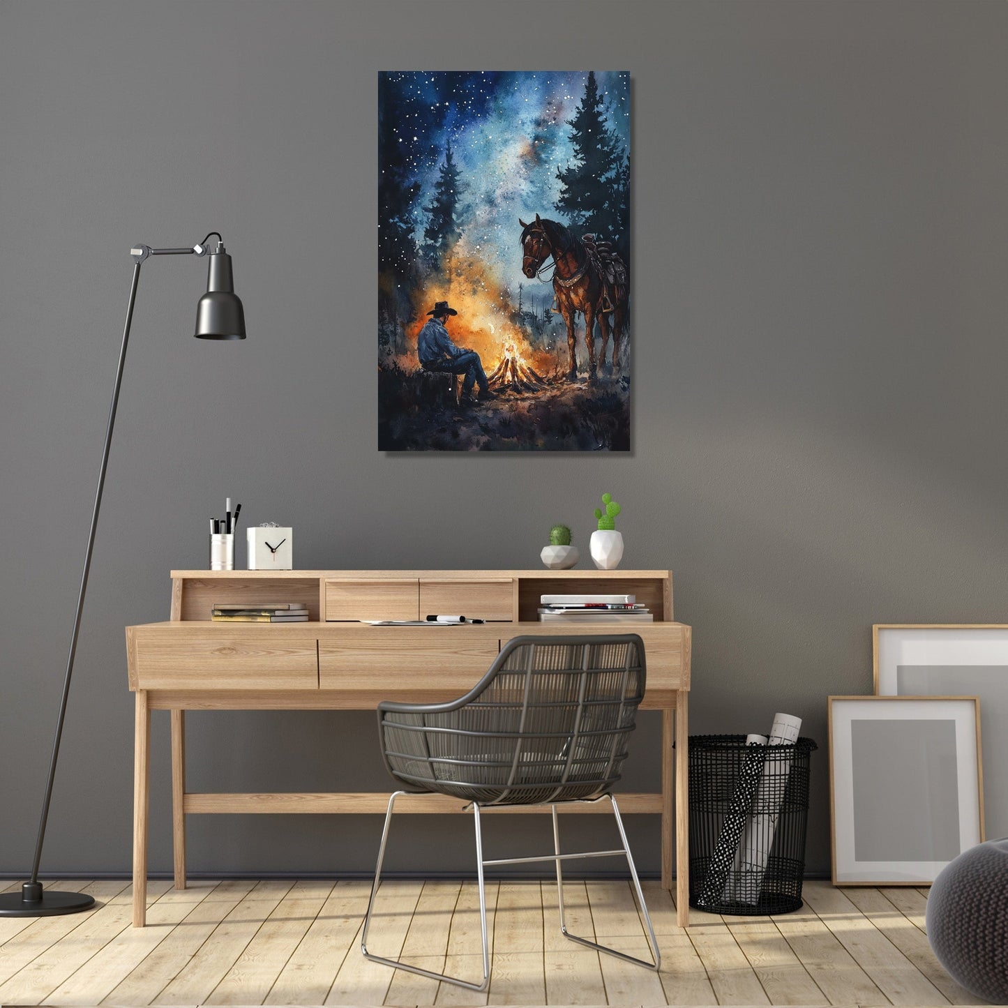 Cowboy's Fireside Canvas