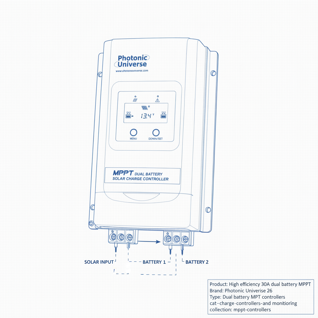 High efficiency 30A dual battery MPPT Dual Battery Charging