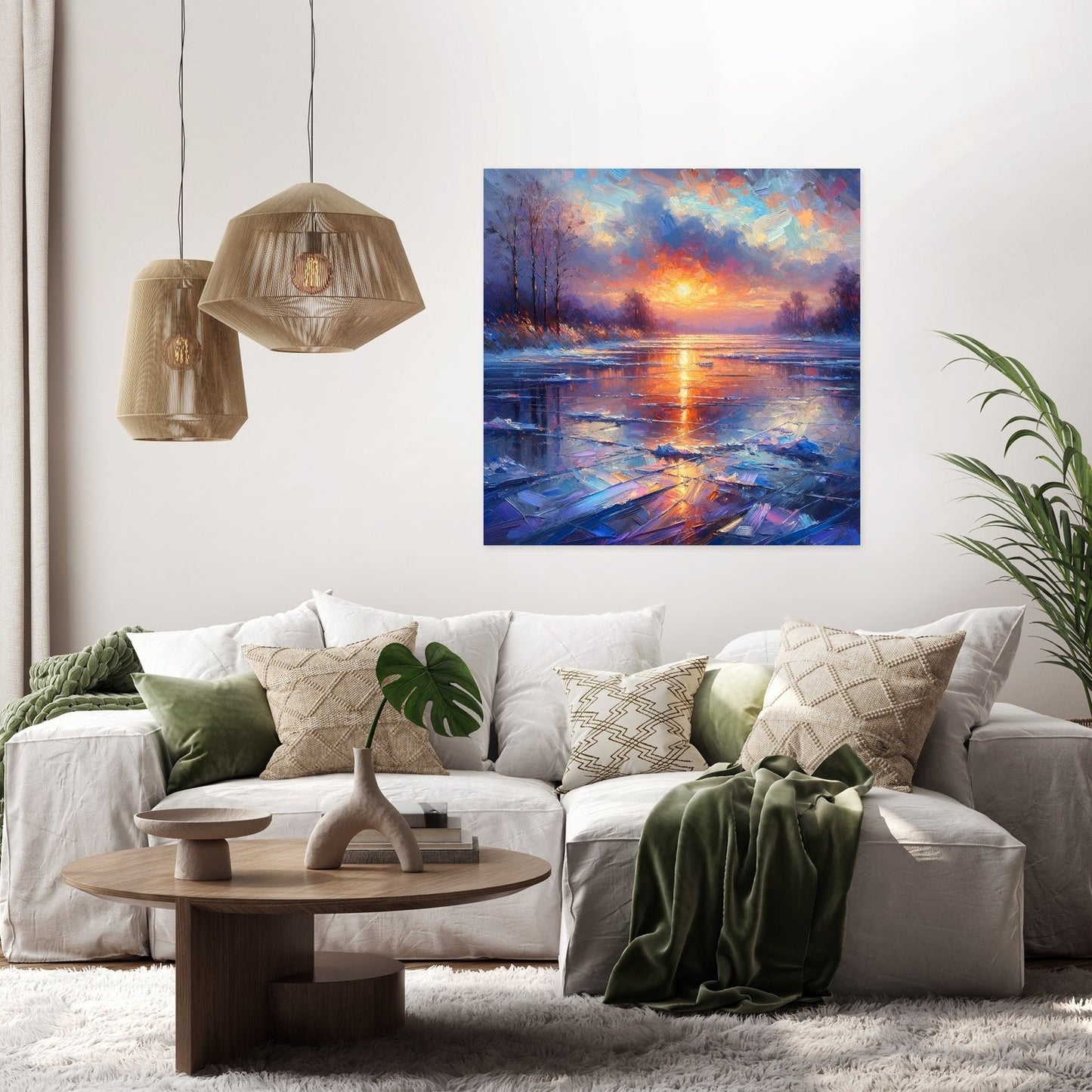 Sunset Serenity on Ice Canvas