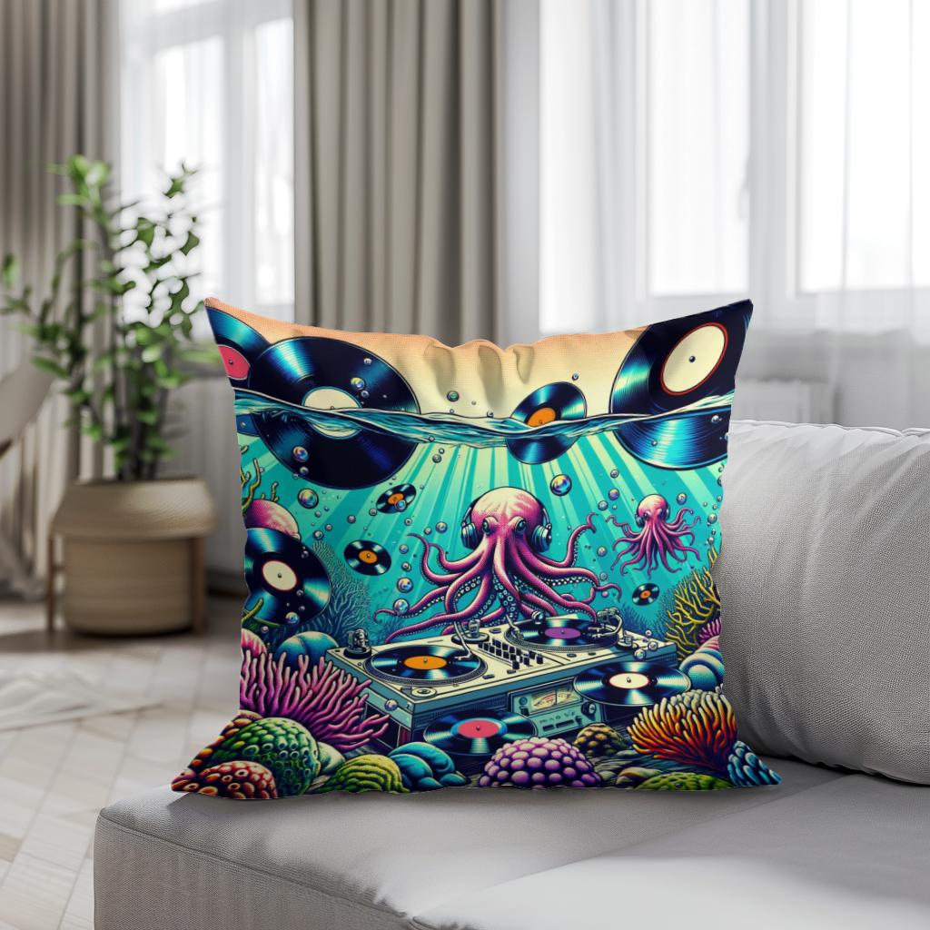 Vinyl Reef Rhythms Cotton Cushion