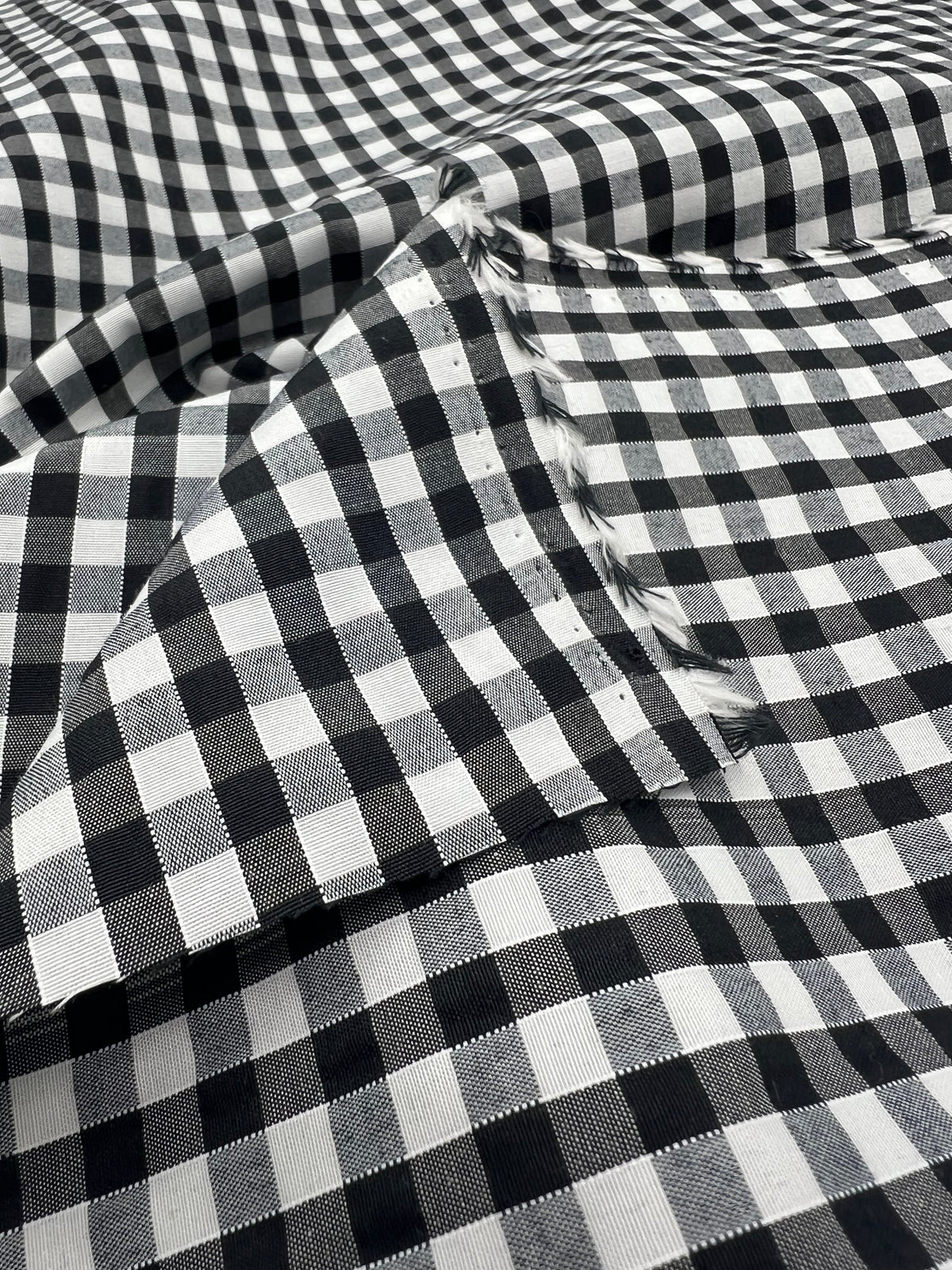 Black Gingham Printed Polycotton 90 GSM 80/20 44 Inch Non Stretch