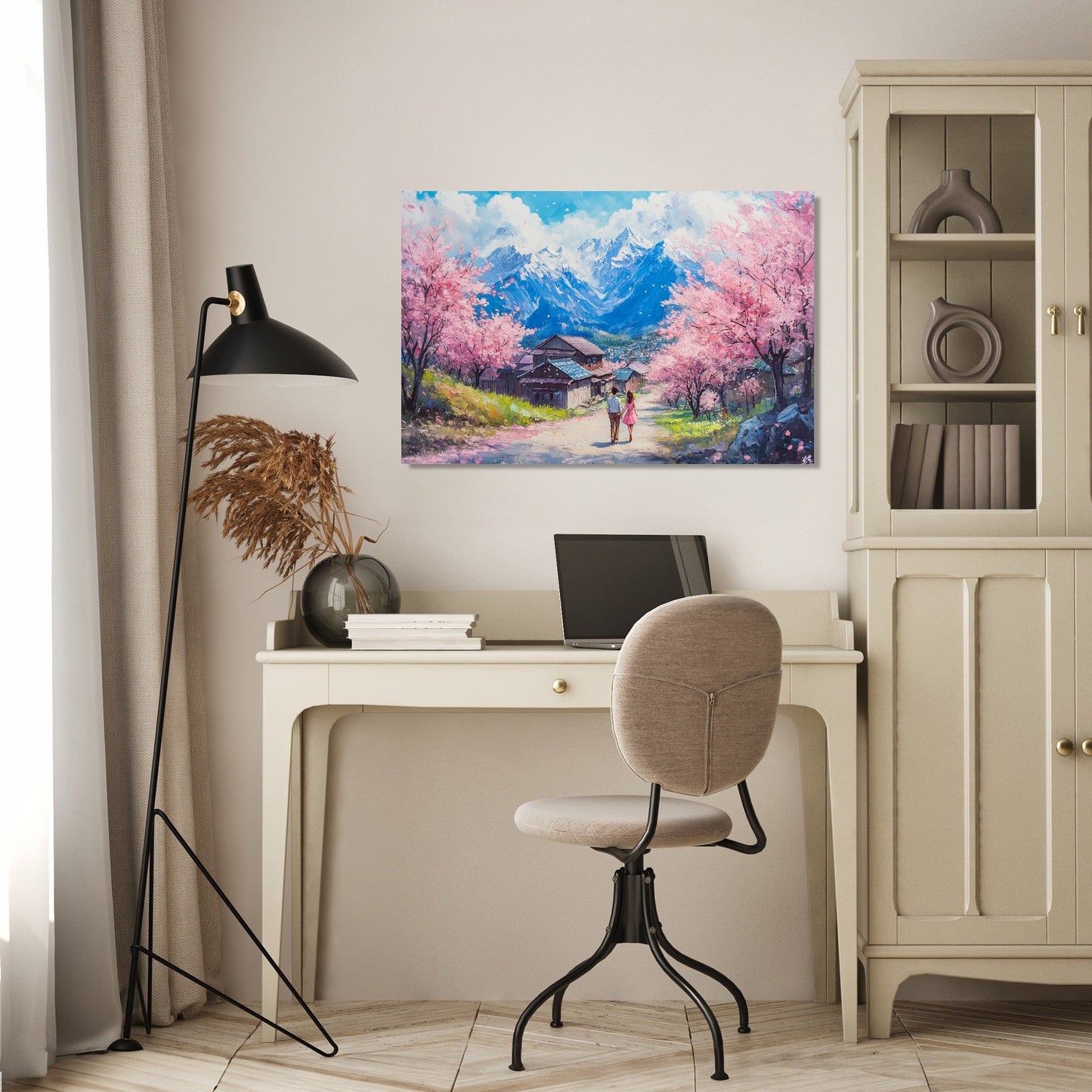 Spring Harmony Village Canvas
