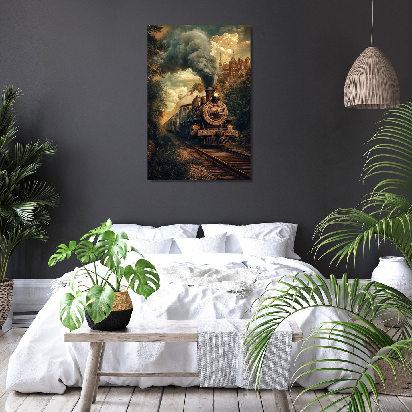 Steampunk Locomotive Reverie Canvas