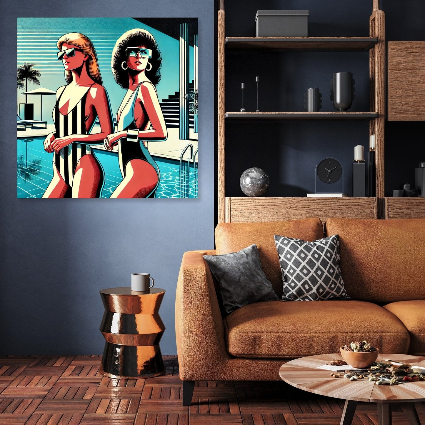 Retro Elegance Poolside Canvas