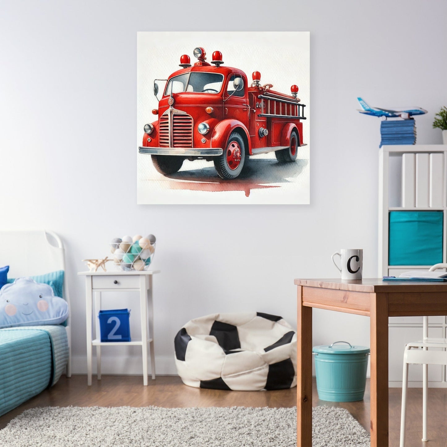Vintage Fire Truck Canvas