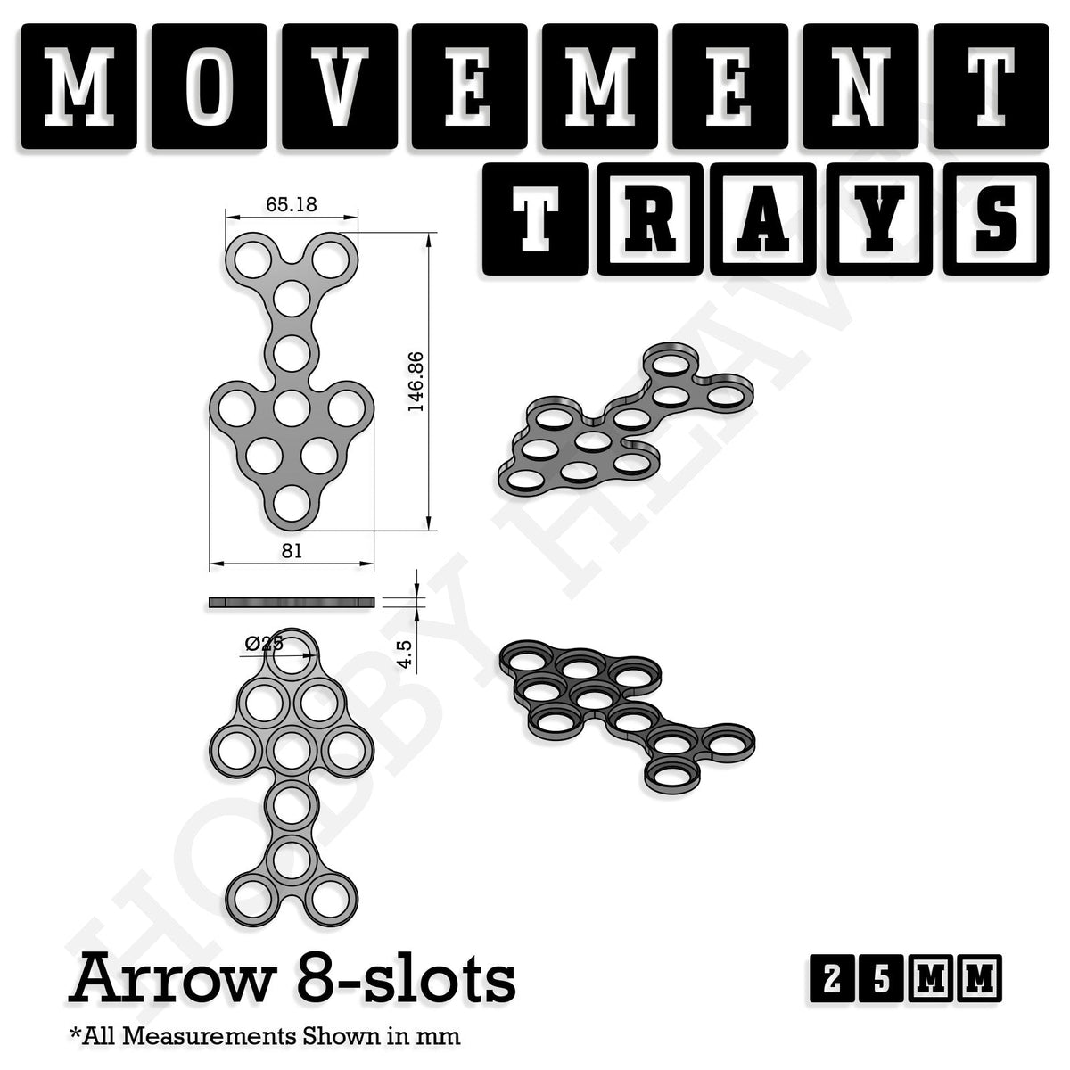 25mm Movement Trays for Tabletop Games | Wargaming | Full Range