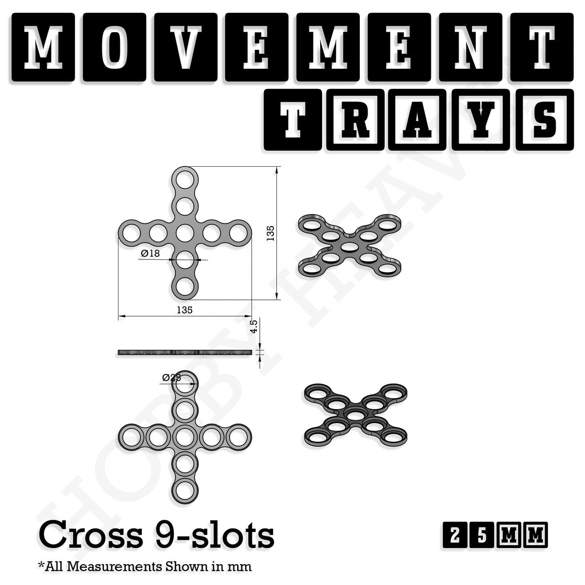 25mm Movement Trays for Tabletop Games | Wargaming | Full Range