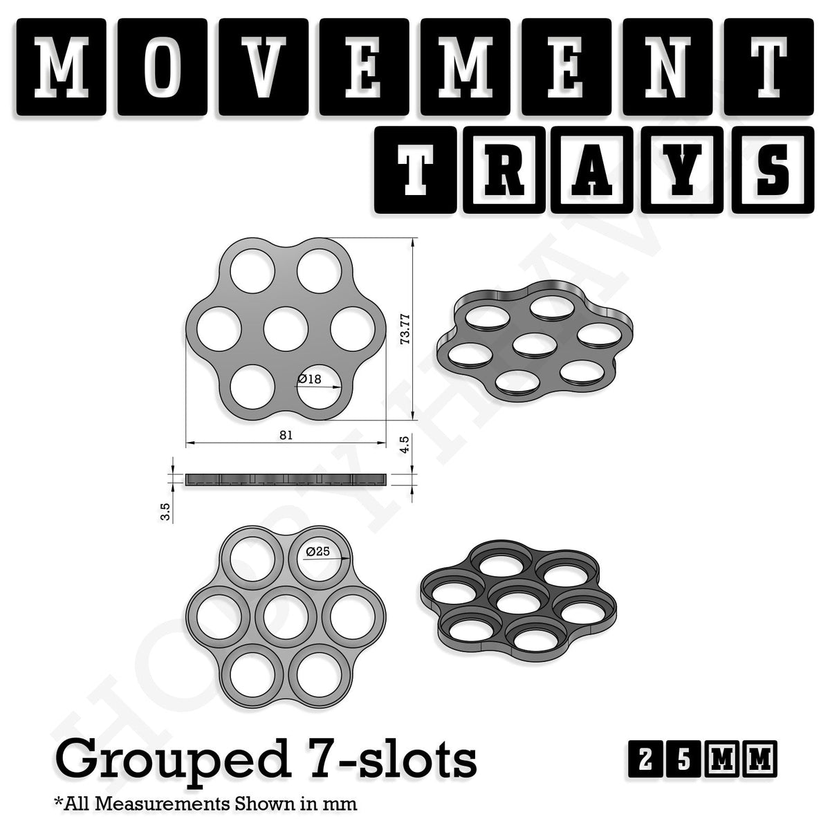 25mm Movement Trays for Tabletop Games | Wargaming | Full Range