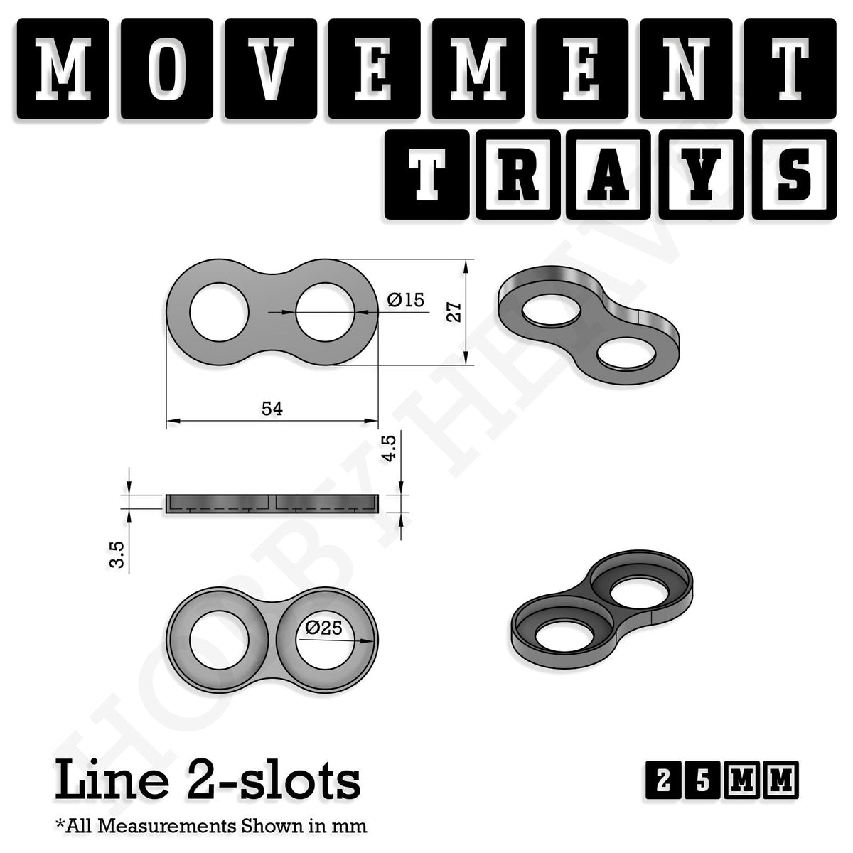 25mm Movement Trays for Tabletop Games | Wargaming | Full Range