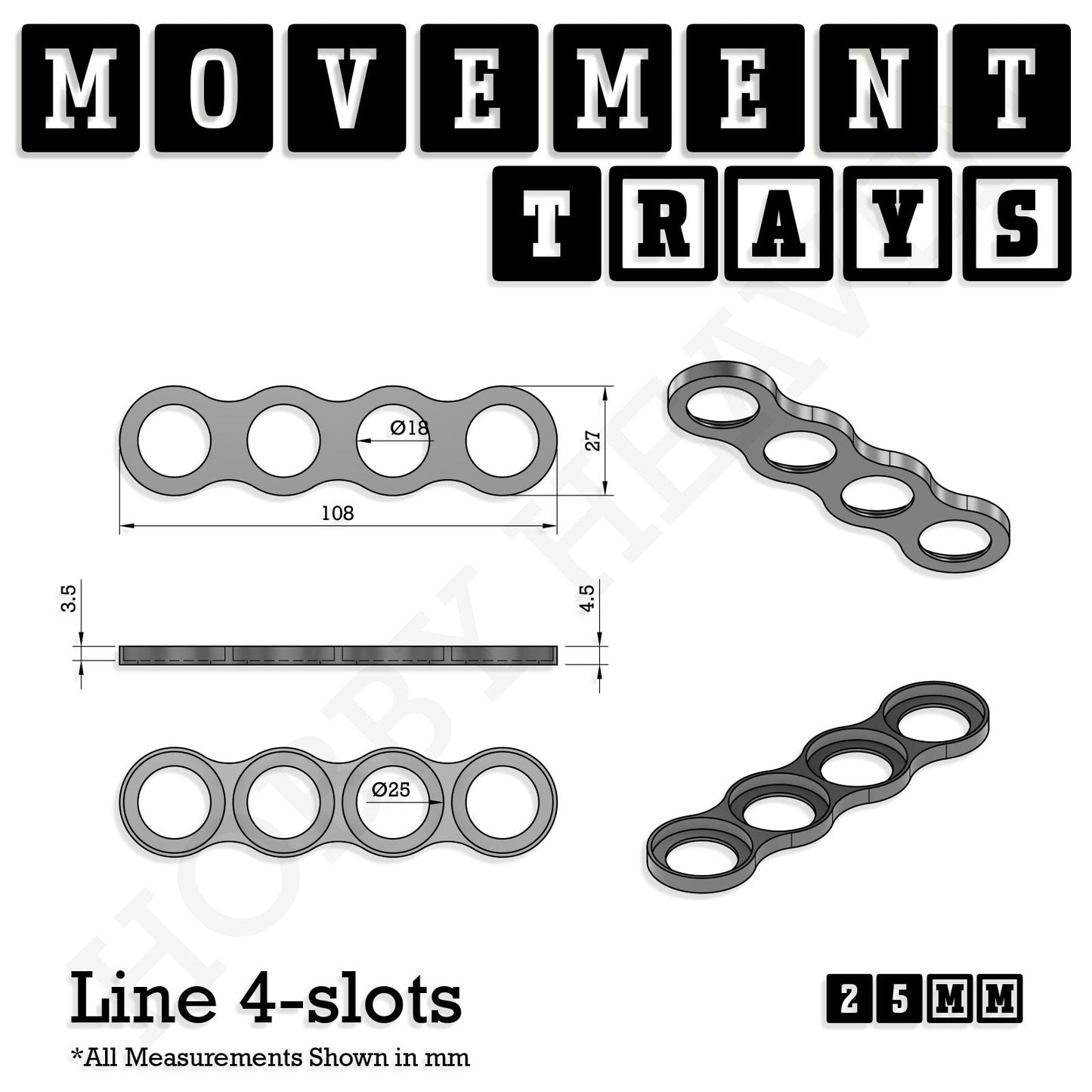 25mm Movement Trays for Tabletop Games | Wargaming | Full Range