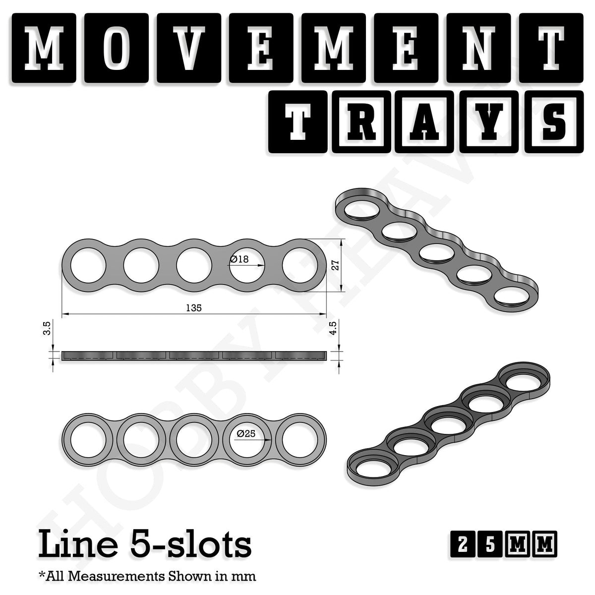 25mm Movement Trays for Tabletop Games | Wargaming | Full Range