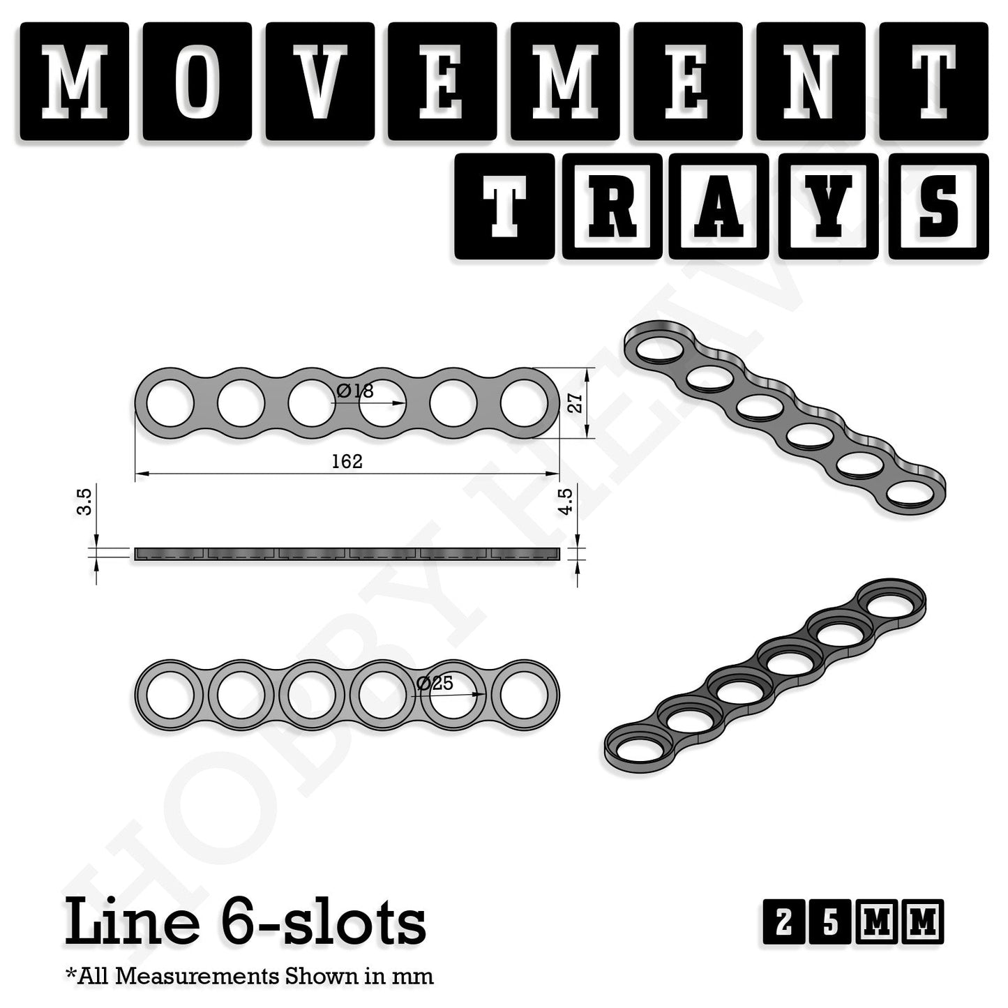 25mm Movement Trays for Tabletop Games | Wargaming | Full Range