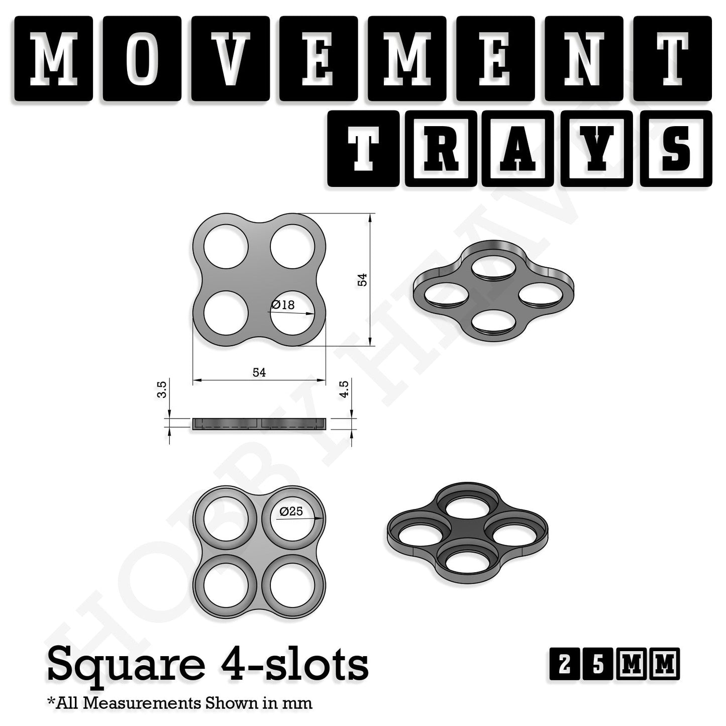 25mm Movement Trays for Tabletop Games | Wargaming | Full Range