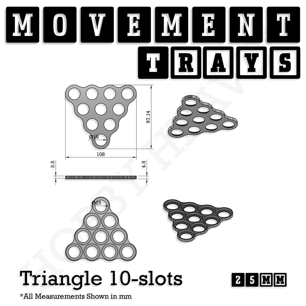 25mm Movement Trays for Tabletop Games | Wargaming | Full Range
