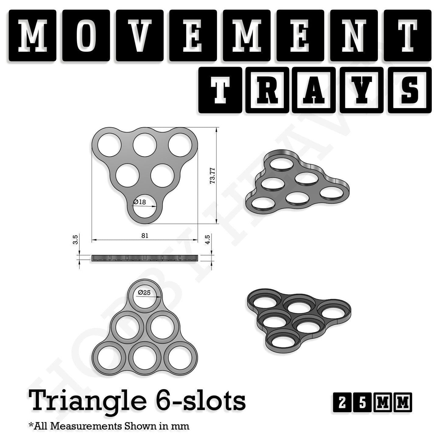 25mm Movement Trays for Tabletop Games | Wargaming | Full Range