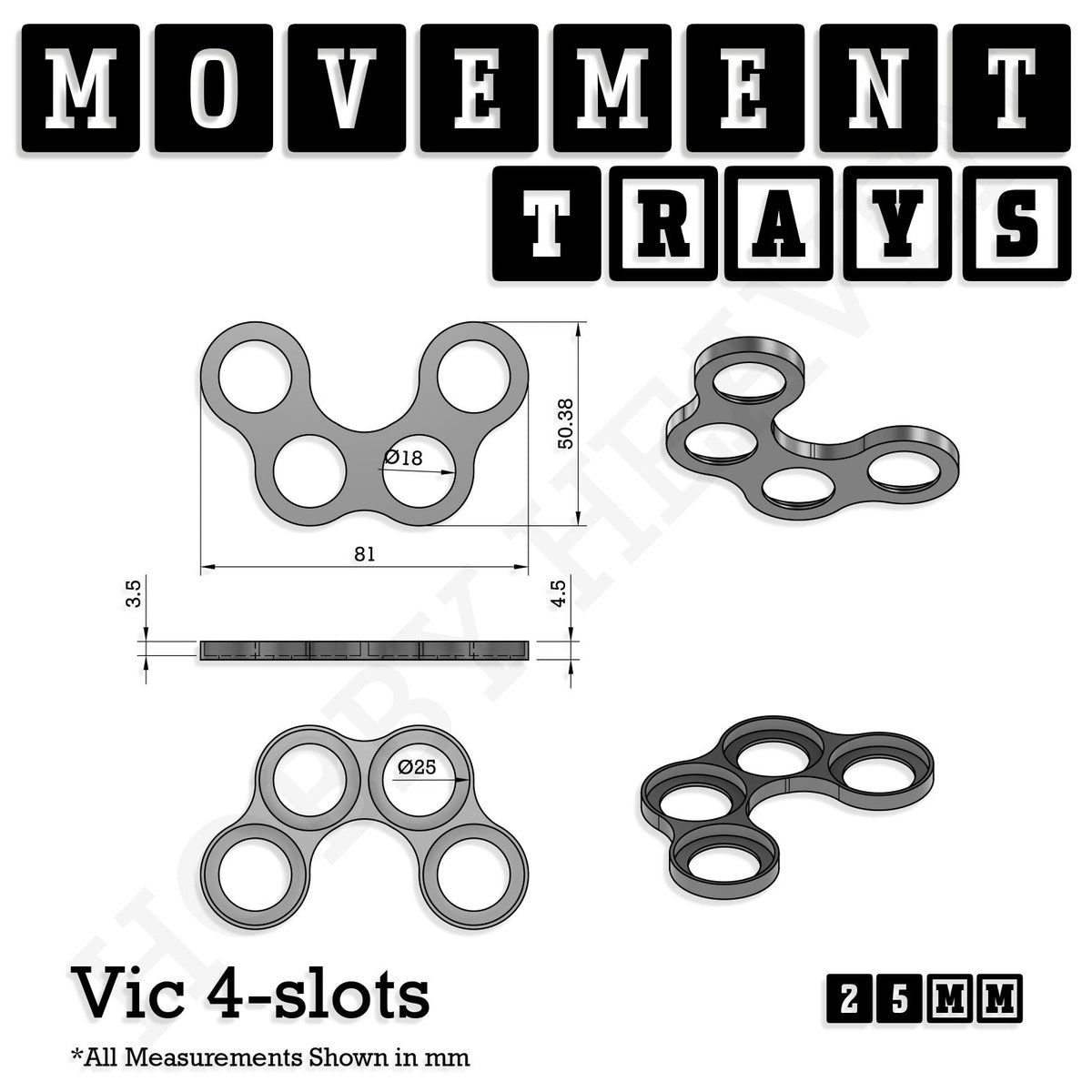 25mm Movement Trays for Tabletop Games | Wargaming | Full Range