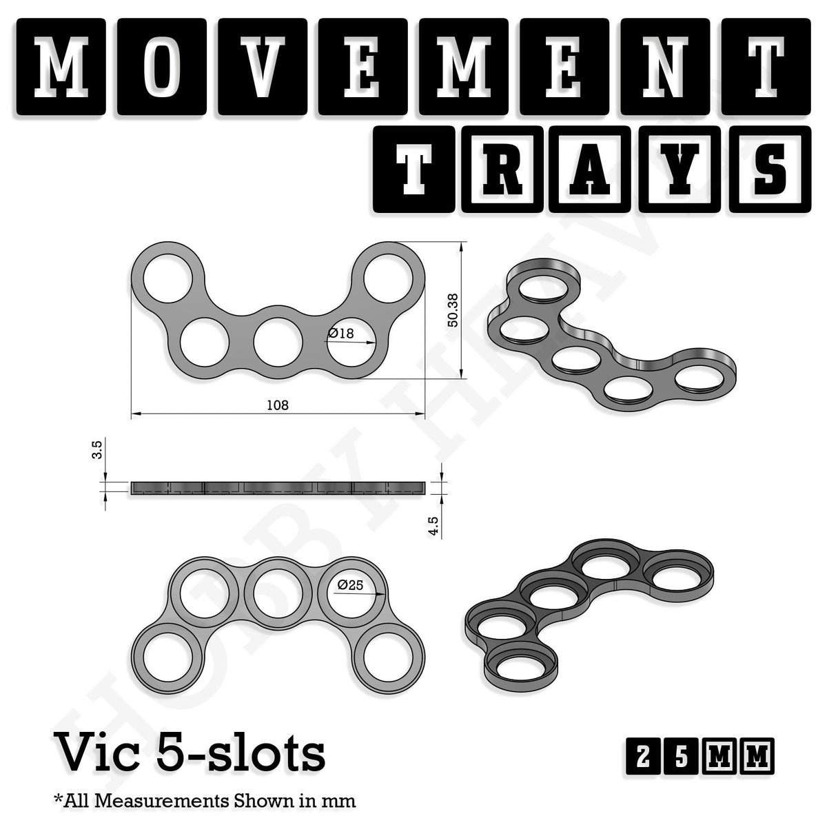25mm Movement Trays for Tabletop Games | Wargaming | Full Range