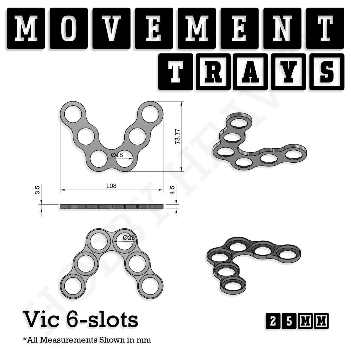 25mm Movement Trays for Tabletop Games | Wargaming | Full Range