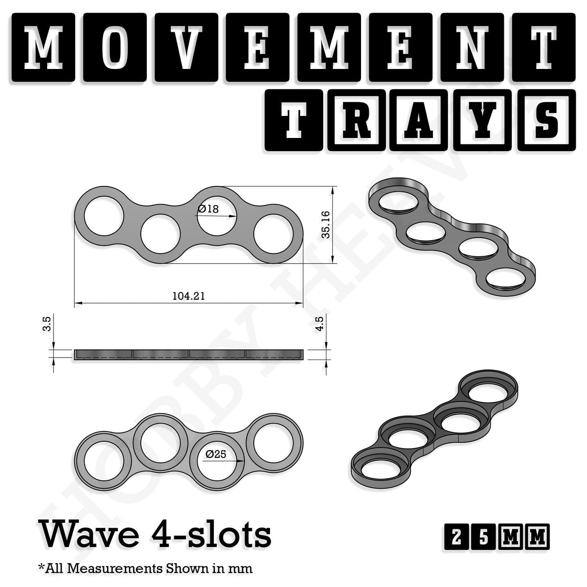 25mm Movement Trays for Tabletop Games | Wargaming | Full Range