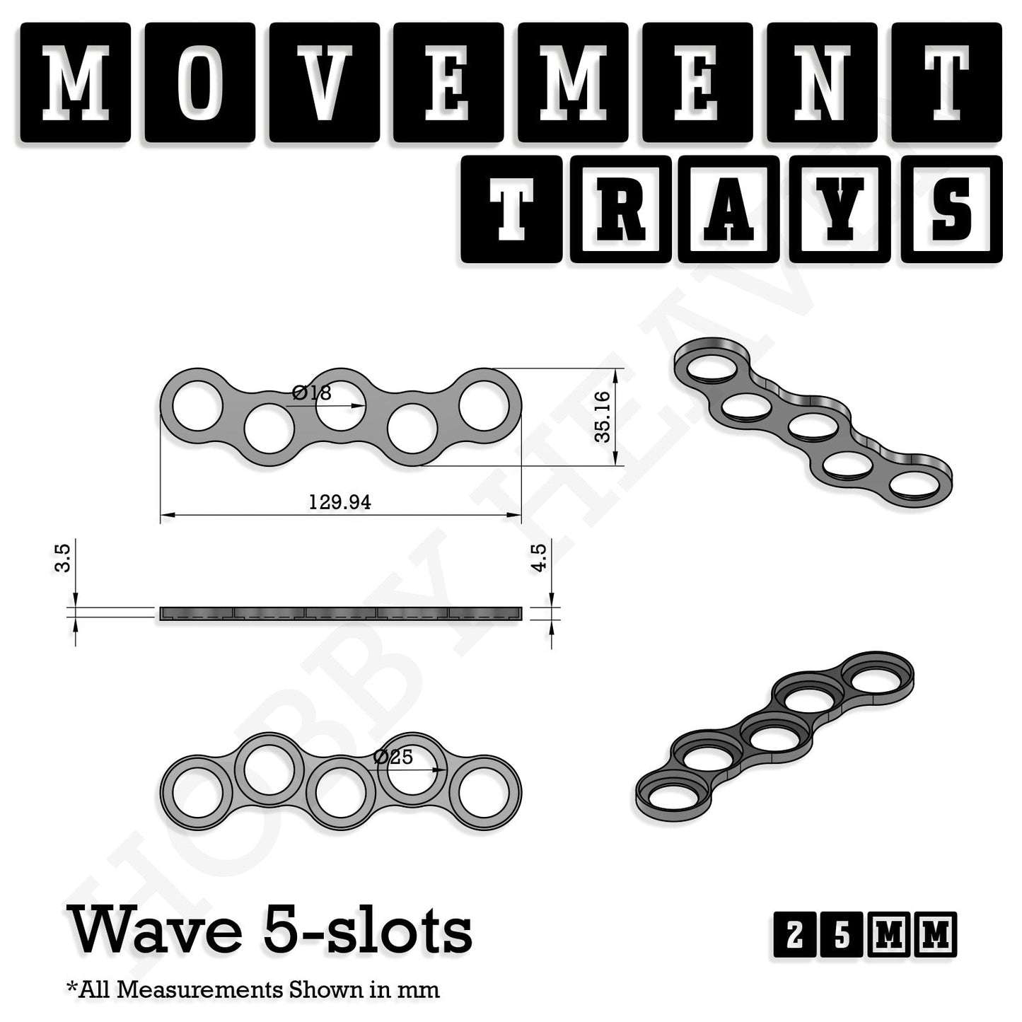 25mm Movement Trays for Tabletop Games | Wargaming | Full Range