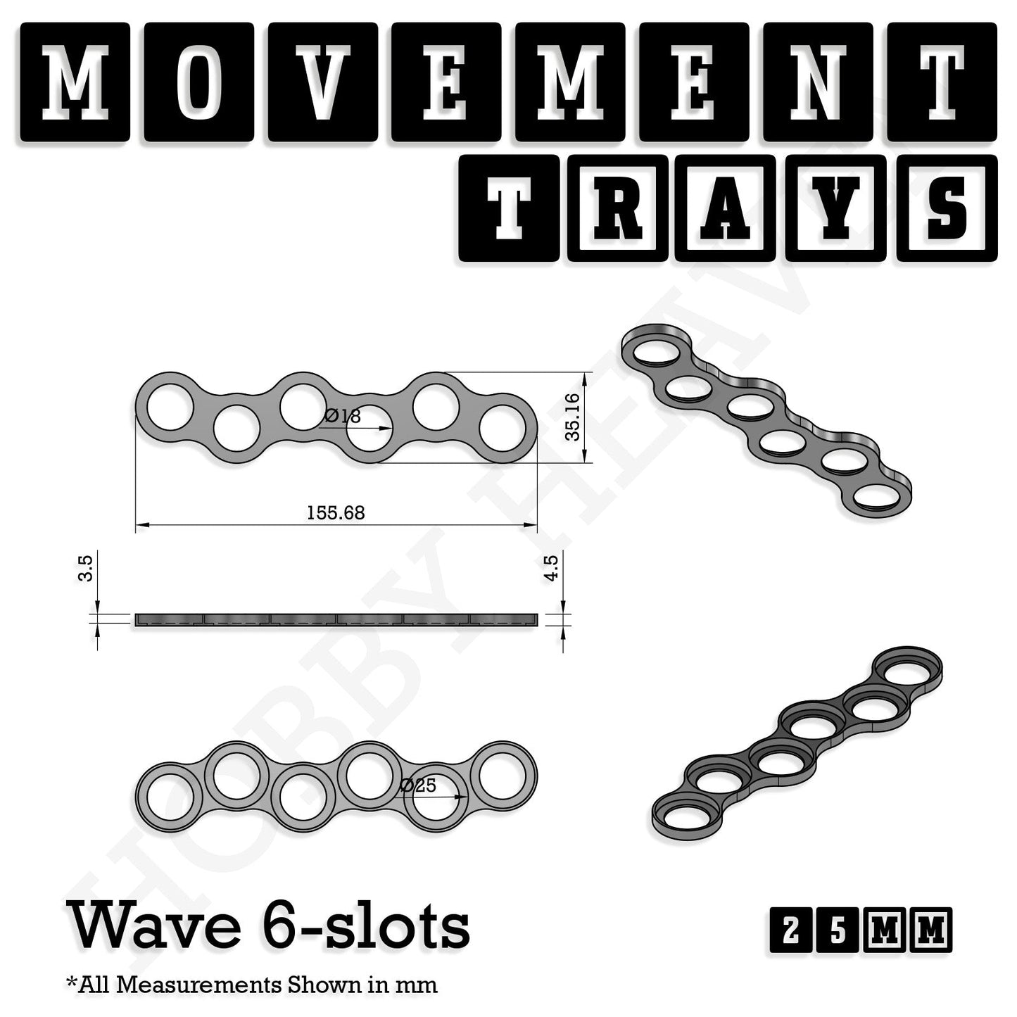 25mm Movement Trays for Tabletop Games | Wargaming | Full Range