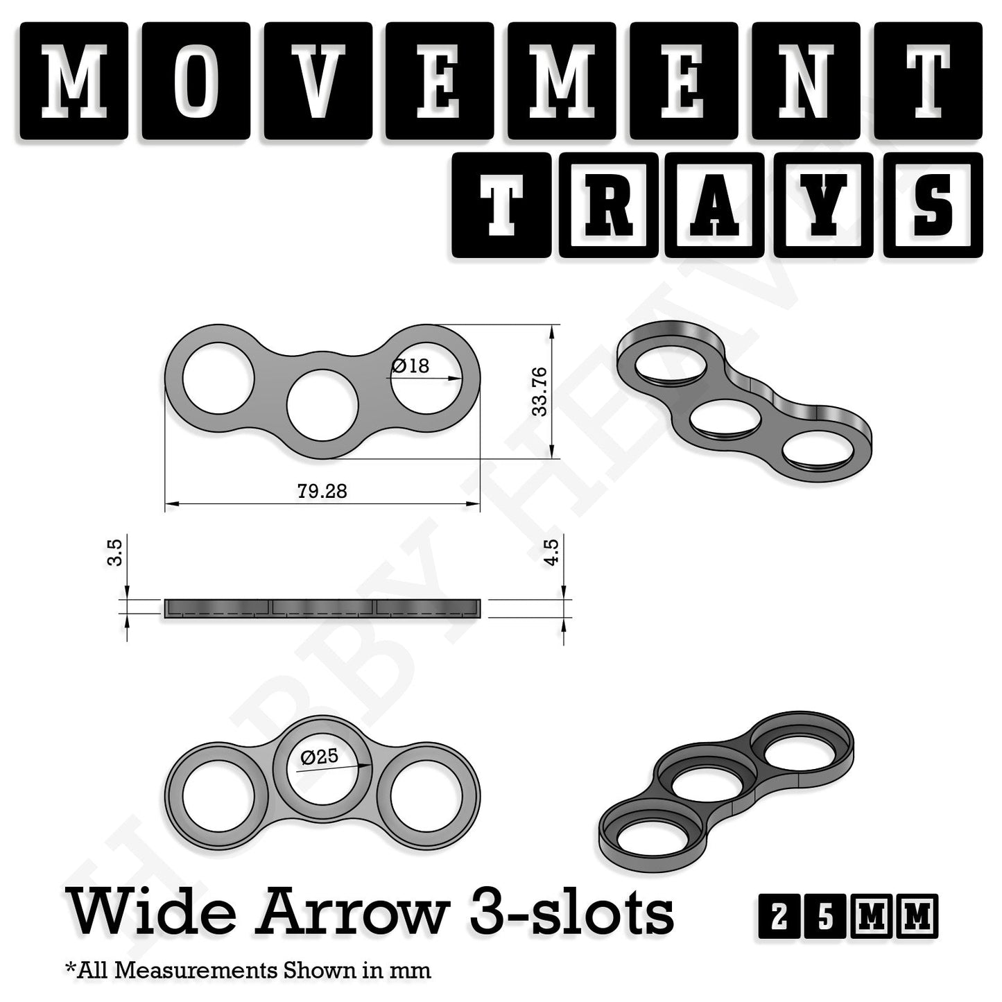 25mm Movement Trays for Tabletop Games | Wargaming | Full Range