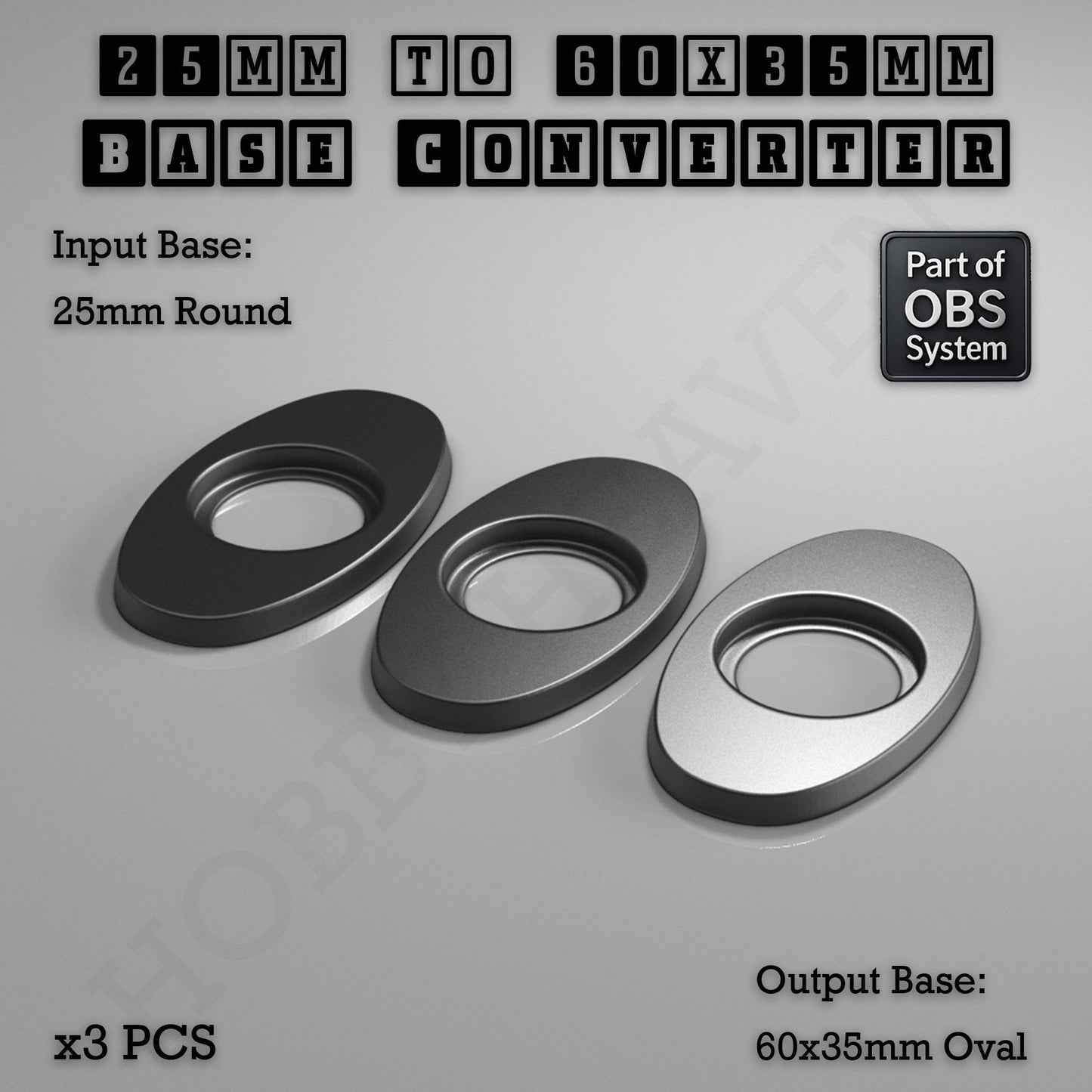 Round To Oval Bases Size Converters 3d Print Full Range