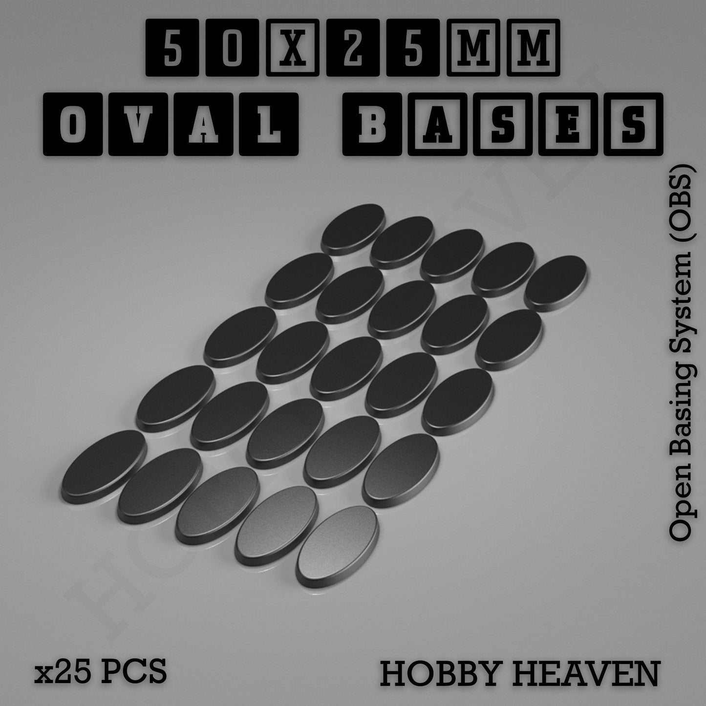 50x25mm Oval Textured Bases 3D Printed