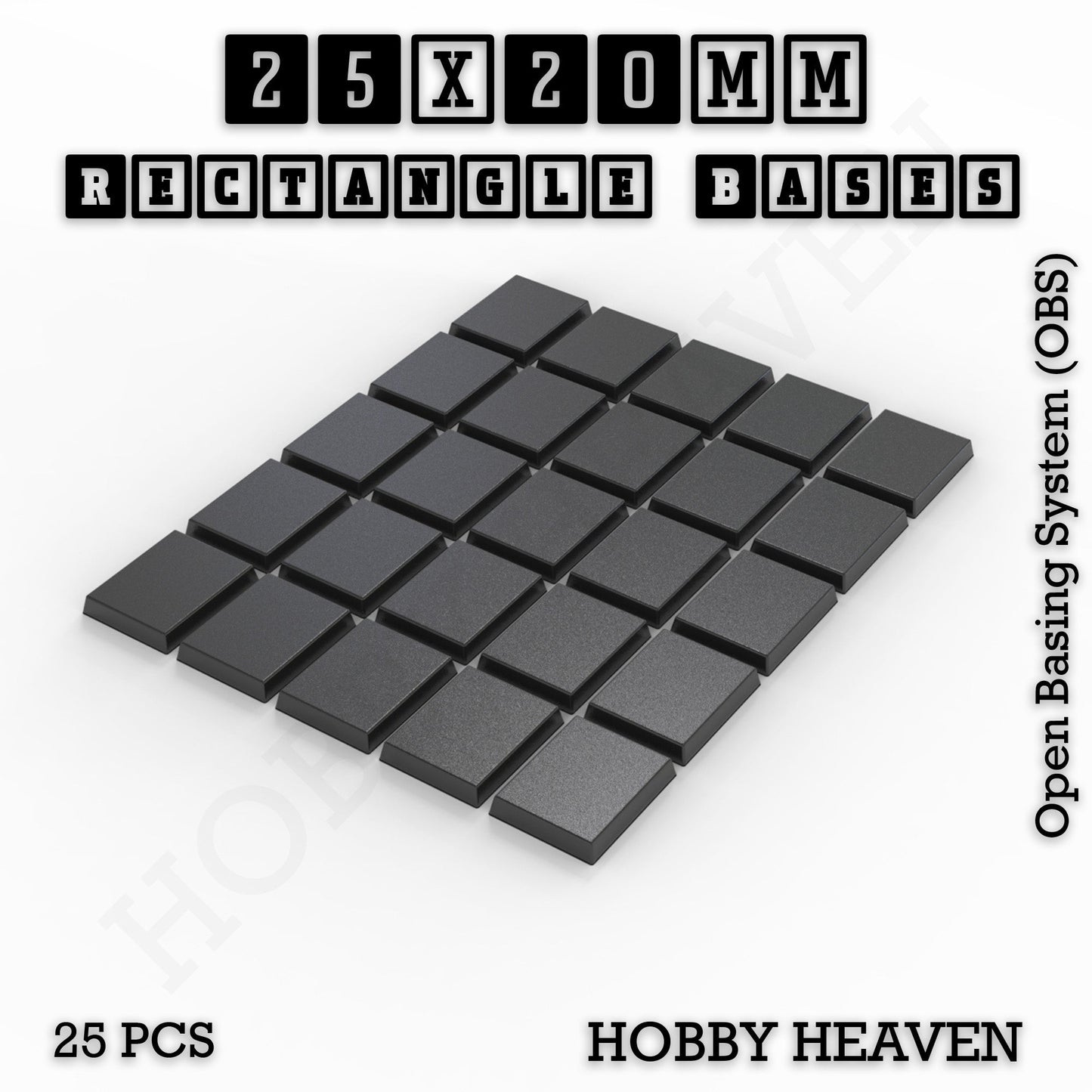 Rectangle Bases Medium Sizes - 75x30mm to 125x40mm and up to 100x90mm Wide - 3D Print Tabletop Games
