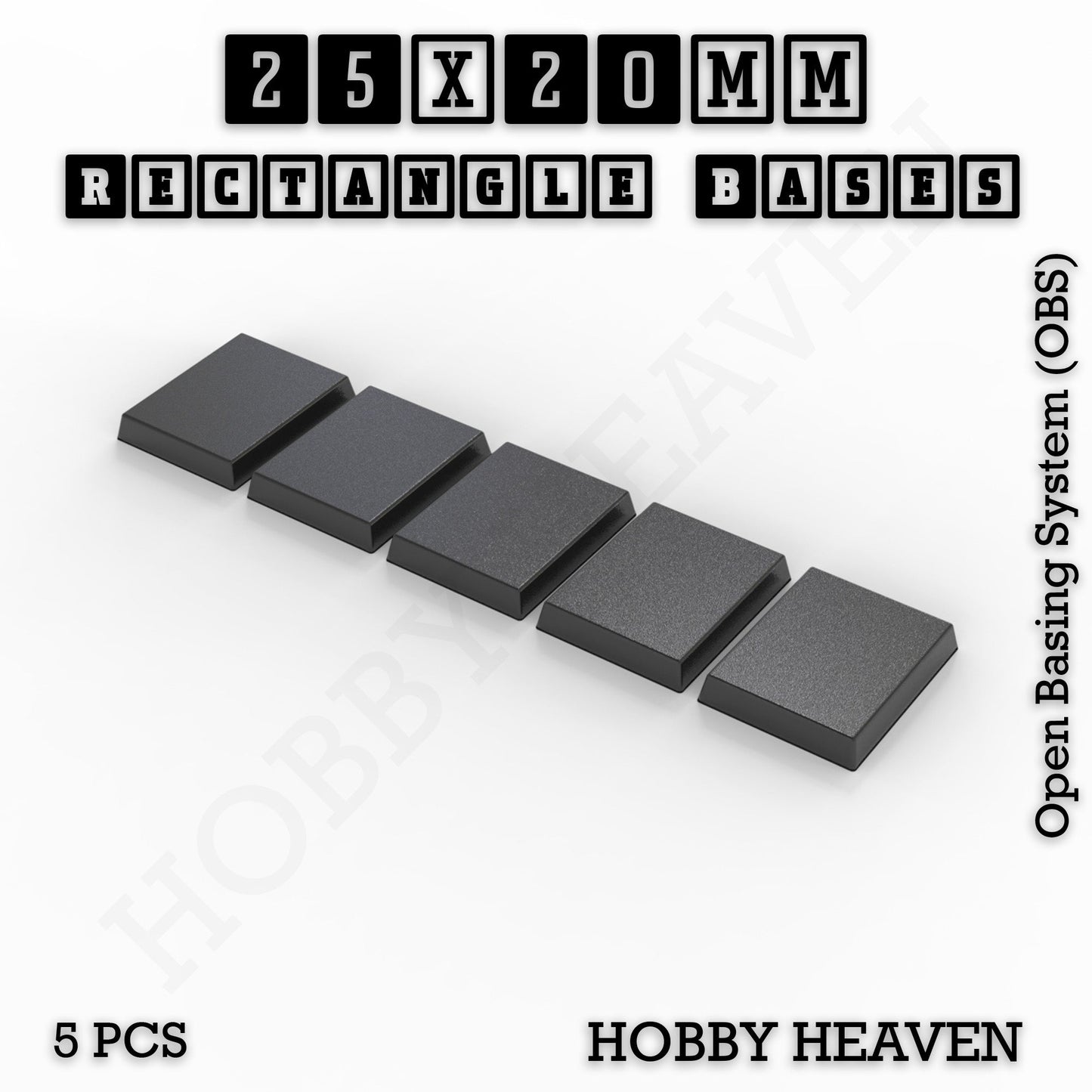Rectangle Bases Small Sizes - 20x15mm to 75x25mm and up to 60x50mm Wide - 3D Print Tabletop Games