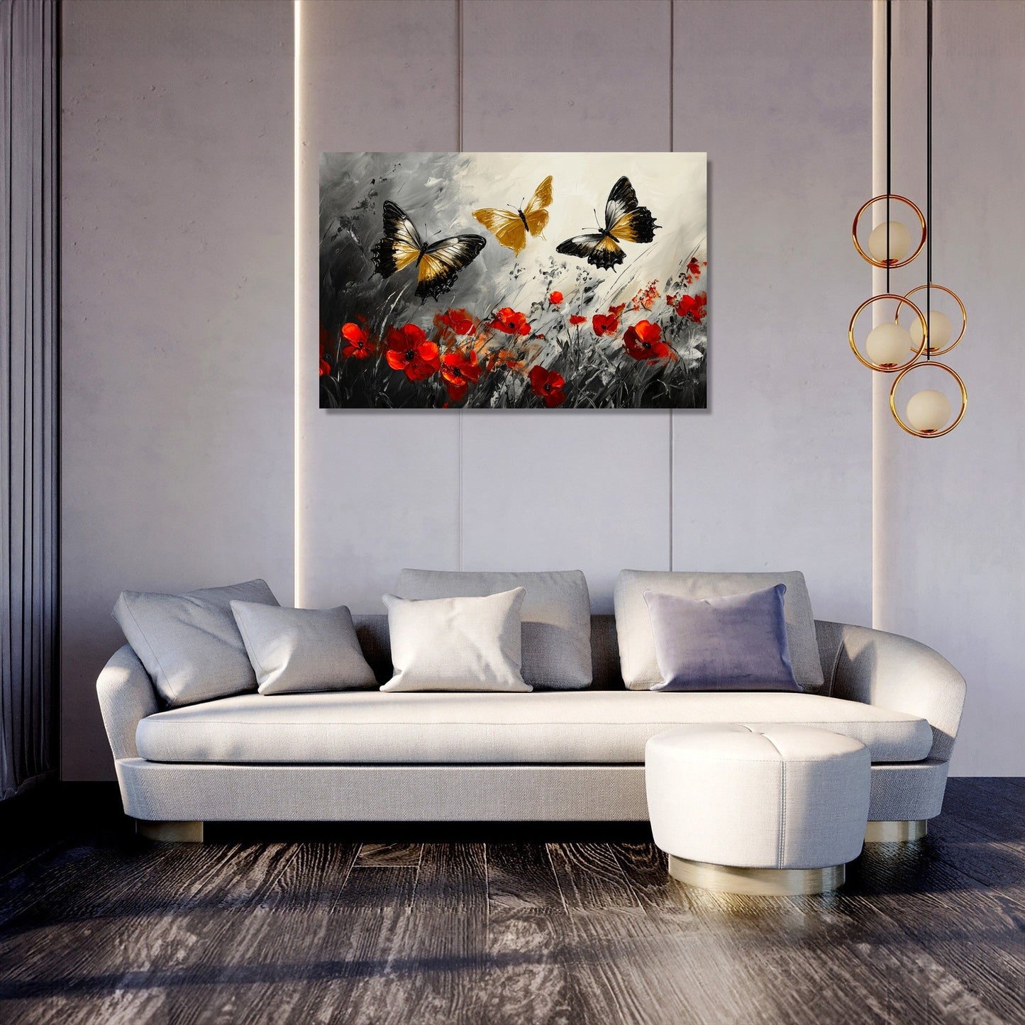 Golden Butterfly Meadow Canvas
