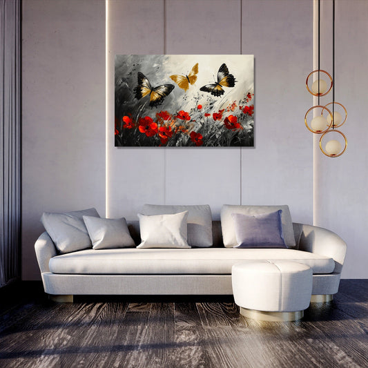Golden Butterfly Meadow Canvas