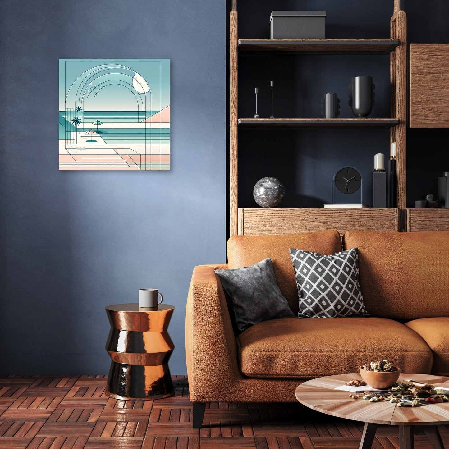 Pastel Shores: A Geometric Seaside Canvas