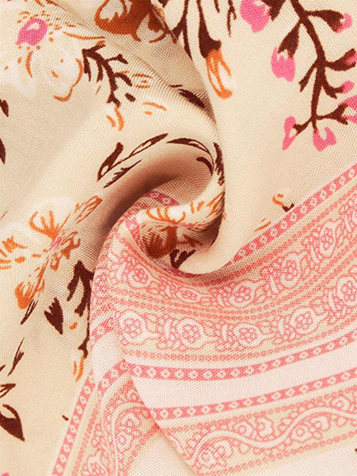 Boho Playsuit With Buttons In Cream & Peach Floral Print