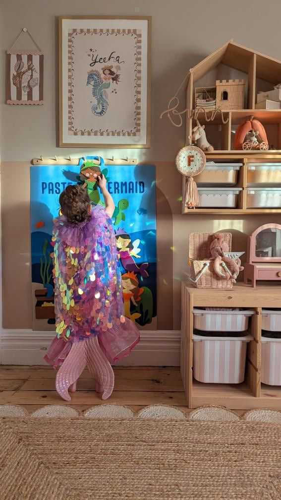 Back in stock: Paste The Mermaid Felt Play Board-Magical Dress up activity for girls