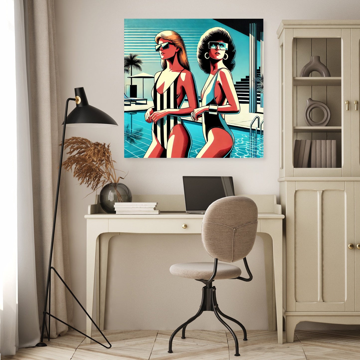 Retro Elegance Poolside Canvas