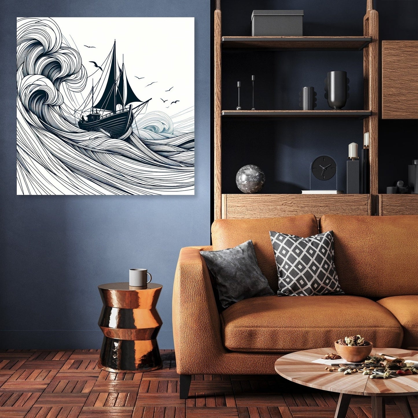 Resilient Waves Sketch Canvas