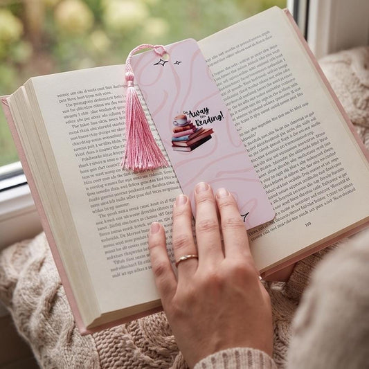 Go Away I'm Reading! Pink Laminated Bookmark with Tassel, Funny Book Lover Gift