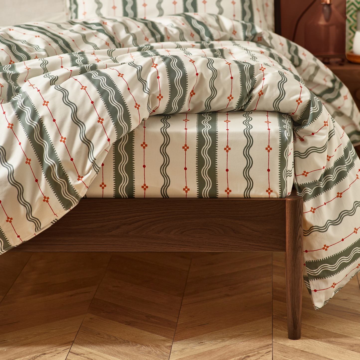 Etta Organic Cotton Fitted Sheet – Olive