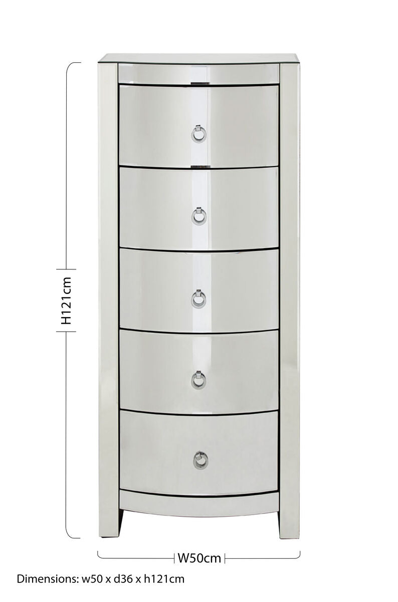 Verona Curved Tall Boy Drawers